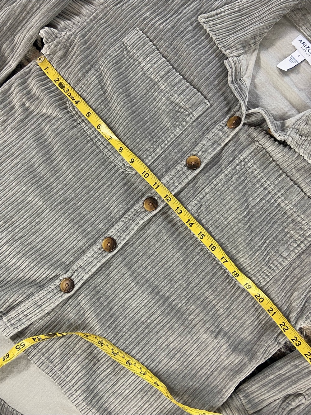 NWT New Arizona Jean Company Gray Corduroy Oversized Button-Down Shirt Shacket - Picture 4 of 11